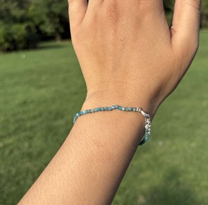 Wholesale Blue Apatite <b>Bracelet</b> Fine Gemstone <b>Bead</b> <b>Bracelet</b> with 925 Sterling Silver Extension Chain for Women - Product Image 5