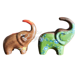 Colorful Wooden <b>Elephant</b> Ornament Handmade Carved Wood Animal Figure Home <b>Decor</b> Nursery Toy and Gift Decoration - Product Image 2