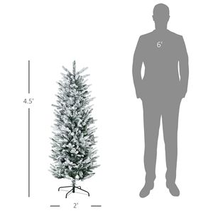 Árbol de Navidad Preiluminado de 4.5 pies con Base de Acero de Apertura Automática, Verde con Ramas Nevadas, Material PE PVC, 210 cm, Decorado - Product Image 3