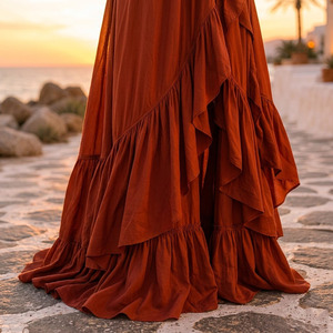 Women <b>Boho</b> Deep V Halter Maxi <b>Dress</b> Viscose Woven Breathable Anti-Pilling <b>Summer</b> <b>Dress</b> - Product Image 3