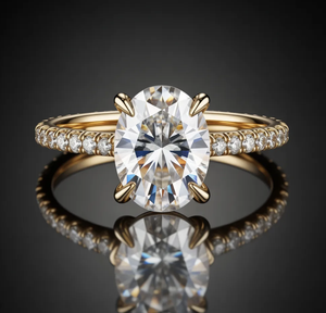 แหวนหมั้นทองคำเพาะเลี้ยง 4 ขา ฝังเพชรรูปไข่ 1 กะรัต/2 กะรัต/3 กะรัต ทองคำแท้ 14K/18K ชุบโรเดียม VVS VS รับรองโดย IGI ดีไซน์ทันสมัย - Product Image 1