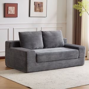 Convertible Foldable Floor <b>Sofa</b> <b>Bed</b> with 2 Pillows, Boneless Upholstered <b>Sofa</b> for Apartment, Living Room & Guest Room - Product Image 2
