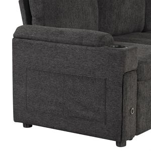 Divano letto a L convertibile da 212 cm con ampio spazio contenitivo, divano componibile con due portabicchieri e due porte USB - Product Image 6