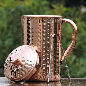 Floral Pattern Copper Pitcher With Handle Eco-Friendly Home Drinkware - Product Image 6