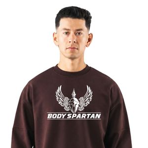 Sweat-shirt à col rond pour homme en molleton brun foncé, pull à manches longues, vêtement décontracté, streetwear, vêtement de sport - Product Image 2