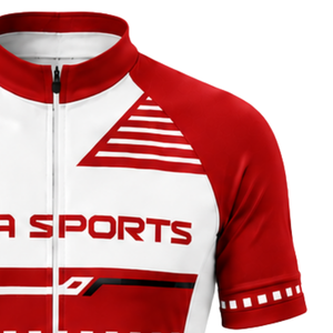 Ensemble maillot et short de cyclisme rouge et blanc, manches courtes, fermeture éclair intégrale, séchage rapide, rembourré, uniforme de course cycliste, entraînement d'équipe, performance - Product Image 6