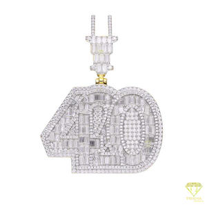 Baguette Moissanite Diamond " 420 " Pendant Necklace Gold Finish Hip Hop Chain Jewelry For Men - Product Image 5