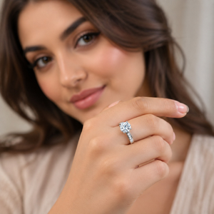 Anillo de compromiso con diamante de corte redondo de 0.50 CTW |   Anillo Solitario de Oro Blanco de 14K |   Anillo Clásico con Engaste de Piedras para Mujer, Joyería Fina - Product Image 3