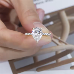 IGI Pear Shape Lab Grown Diamond Rings Wedding Jewelry Ring Simple Design Women Shaped Open Ring - Product Image 6