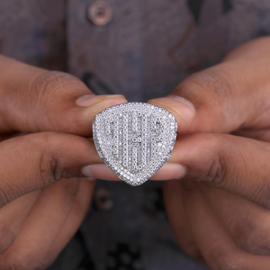 Bague en argent avec lettre en diamant Moissanite VVS, style Hip-Hop Iced Out, initiales en grappe, luxe, pour homme, personnalisable avec nom - Product Image 1