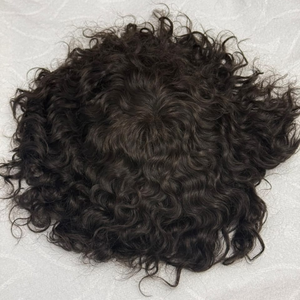 Peluca de Cabello Humano Rizado de 22 mm para Hombre, Tupé Corto Ondulado, Sistema de Cabello sin Pegamento, Negro Natural, Uso Diario - Product Image 5