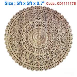 Panneaux muraux ronds gravés en teck de 1,5 m, 100 % faits à la main, haute résistance, écologiques, décoration thaïlandaise classique DIY - Product Image 3