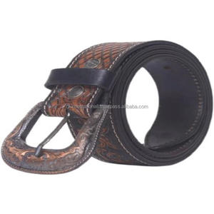 Exportateur en gros Ceinture d'outillage en cuir occidental artisanal ceinture de cowboy gravée à fleurs avec boucle à motif floral vintage - Product Image 3