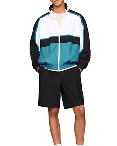 WholesaleWinter Best Quality Custom Made Unisex Drawstring 100% Polyester Two Piece Windbreaker Hooded Short Set Rhinestone - Product Image 1