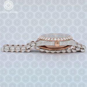 Montre de luxe Charm Jewells en acier inoxydable, boîtier de 40 mm, accents de diamants, mouvement mécanique analogique, mode masculine, hip hop, bracelet de 20 mm - Product Image 4