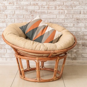 Living room furniture rattan <b>cane</b> swivel saucer chairs papasan accent chair handcrafted papasans - Product Image 5