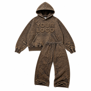 Ensemble de survêtement unisexe violet à capuche, pantalon de jogging à manches longues avec poches latérales, logo en relief, streetwear, vêtements d'automne - Product Image 6
