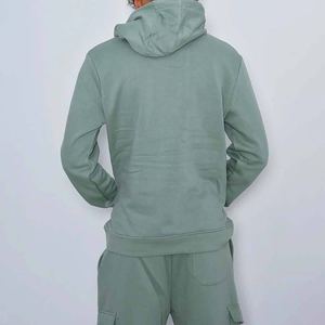 Conjunto de Sudadera con Capucha y Pantalones Cortos de Forro Polar Transpirable 100% Algodón para Hombre, Estilo Casual de Otoño, Ropa Deportiva de Dos Piezas de Alta Calidad - Product Image 5