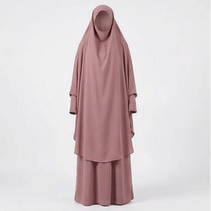 Nouvelle Arrivée - Abaya Femme Personnalisée Couleur Unie Col V Longueur Cheville en Polyester Coupe Droite Ample Manches Longues Robe Musulmane Broderie - Product Image 1