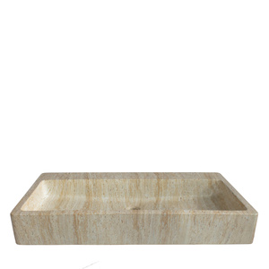 Évier rectangulaire en GFRC à poser sur le comptoir, poli, design moderne, résistant à l'eau et écologique pour salle de bain - Product Image 3