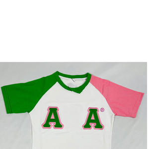 Alfa |   Kapa |   Camiseta Alpha Personalizada para Mujer, Bordada con Diseño Griego, Jersey Premium |   Camiseta de algodón con cuello en V para mujer con bordado de hermandad - Product Image 2