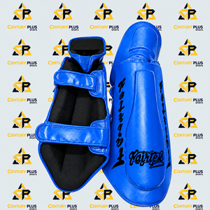 Espinilleras Fairtex Azules de Cuero Genuino con Marco de Acero de Alto Carbono, Protección Profesional, Cierre de Gancho y Bucle, Ligeras para Adultos - Product Image 2