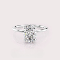 Bague de fiançailles en diamant de laboratoire ovale certifié IGI, halo caché, en argent sterling 925 massif plaqué rhodium, micro-sertissage à griffes