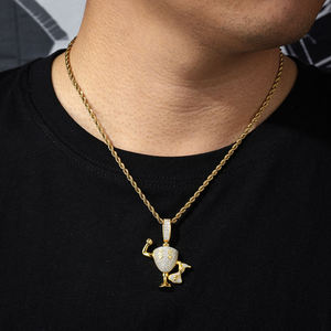 Silver Plated Money <b>Stack</b> Pendant <b>Necklace</b> With Zircon Cartoon Charm Men's Hip Hop Jewelry Gift - Product Image 2