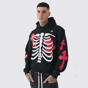 Custom Rhinestone Men's <b>Zip</b> Up Hoodies Wholesale Oversize Fit Rhinestone Embellishments Hoodie Wholesale OEM Streetwear Supplier - Product Image 1