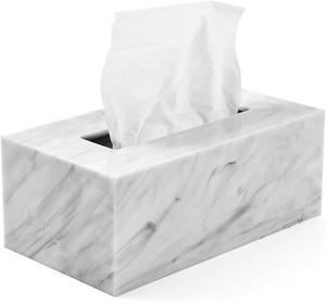 Caja de pañuelos de mármol en forma de cubo, soporte de pañuelos de piedra hecho a mano de lujo, elegante accesorio de decoración para el hogar y el baño. - Product Image 2