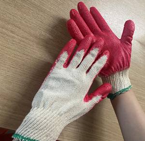 Gants de protection de jardinage en coton et polyester tricotés, enduits de latex, antidérapants, anti-coupure, réutilisables, avec poignet en caoutchouc vietnamien, jauge 10 - Product Image 2