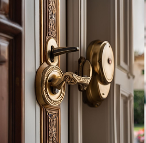 Elegante timbre de puerta de latón con cabeza de elefante, colmillos detallados y placa trasera grabada, disponible a precios de mayorista. - Product Image 5