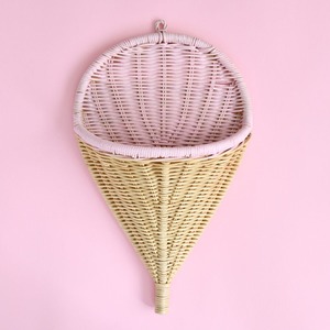 Rattan wall basket braided ice cream shaped baskets <b>decorative</b> piece for walls cheapest price - Product Image 2