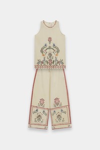 Cream Embroidered Women's Sleeveless Top Ethnic Indian Pakistani Traditional Casual Wear Cotton Regular Fit Adult - Product Image 6