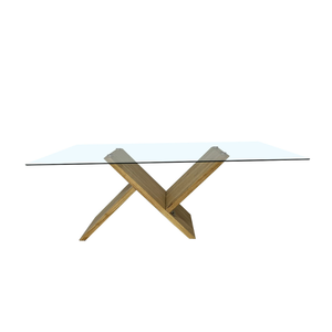 Mesa de Centro Pequeña Moderna de Madera Maciza con Tapa de Vidrio Ovalada, Estilo Arquitectónico, de Doble Capa, para Sala de Estar o Comedor - Product Image 3