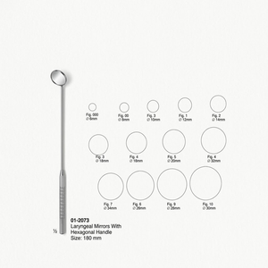 Miroir laryngé avec manche hexagonal - Instrument de diagnostic ORL en acier inoxydable - Miroir dentaire buccal avec poignée antidérapante - Product Image 1