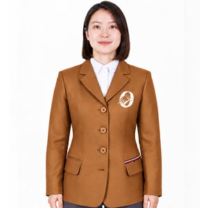 Chaqueta Ecuestre Color Camel para Mujer, Corte Entallado, Blazer Elegante para Montar a Caballo, Abrigo para Competencia Ecuestre, Venta al Por Mayor Personalizada - Product Image 1