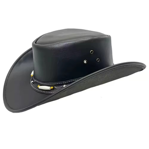 Chapeau de cowboy classique en cuir le plus vendu pour les aventures en plein air, fait main, décontracté, toutes saisons, à large bord - Product Image 3
