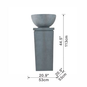 44.5\" Gray Polyresin Zen Bowl Outdoor Garden Water Fountain Relaxing <b>Bird</b> Bath and <b>Bird</b> Feeder for Lawn and <b>Backyard</b> - Product Image 3