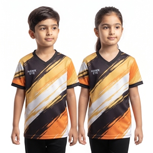 Camiseta Deportiva Sublimada con Cuello en V para Niños, Personalizable, Unisex, Jersey Deportivo Estampado para Niños y Niñas, Manga Corta, Ropa Informal, Venta al Por Mayor - Product Image 1