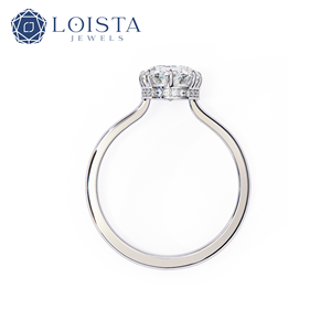 Bague de fiançailles solitaire ovale personnalisée pour femme avec diamant de laboratoire certifié IGI et pierres latérales en diamant de laboratoire VVS, bijoux - Product Image 2