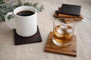 Wholesale ILAHI's Eco-Friendly Brown Square Wooden Coaster Classic Design Tabletop <b>Protective</b> Accessory Customizable Size Home - Product Image 4