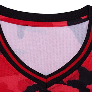 Ensemble uniforme de basketball imprimé camouflage rouge et noir, maillot sans manches et short en mesh, tenue de sport personnalisée pour adultes, vêtements d'entraînement sportif - Product Image 5