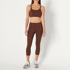 Unique Brown Double Strap Sports Bra For Women <b>Padded</b> Cross Back Sexy Gym Fitness Bra Chocolate Color Yoga <b>Running</b> Activewear - Product Image 5