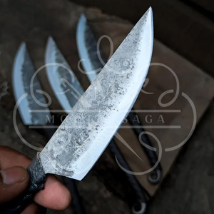 Couteaux vikings avec poignée tête de corbeau, étui en cuir, forgés à la main, en acier à haute teneur en carbone, métal ferreux, écologiques, pour le camping en plein air - Product Image 2