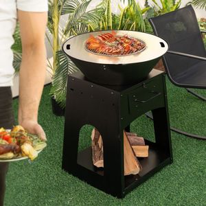 Patio Fire Pit with Convenient Features <b>Firewood</b> <b>Log</b> Rack Grill Ash Box - Product Image 5