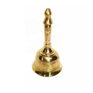 Campana de mano de cobre pulido, campana de servicio portátil, campana de llamada de metal vintage, campana de cena - Product Image 3