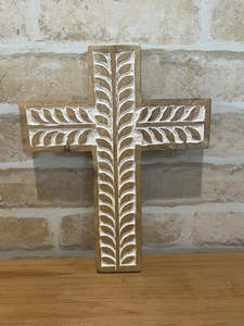 Magnifique croix murale religieuse en os incrusté, motif floral bleu XL, pour Noël et le Nouvel An, à suspendre au mur. - Product Image 6