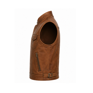 Gilet de moto professionnel en cuir pleine fleur respirant pour l'hiver, marron, taille standard internationale, vente en gros - Product Image 5