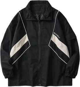 Unisex Black White Hooded Varsity Jacket Vintage Style Regular Fit Leather <b>Upper</b> 100% Polyester Filling Winter Wear - Product Image 6